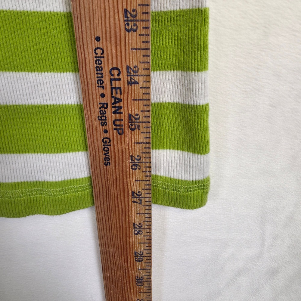 Y2K Hollister Tank Top Women L Green White Striped Knit Ribbed Racerback Stretch - Picture 6 of 14
